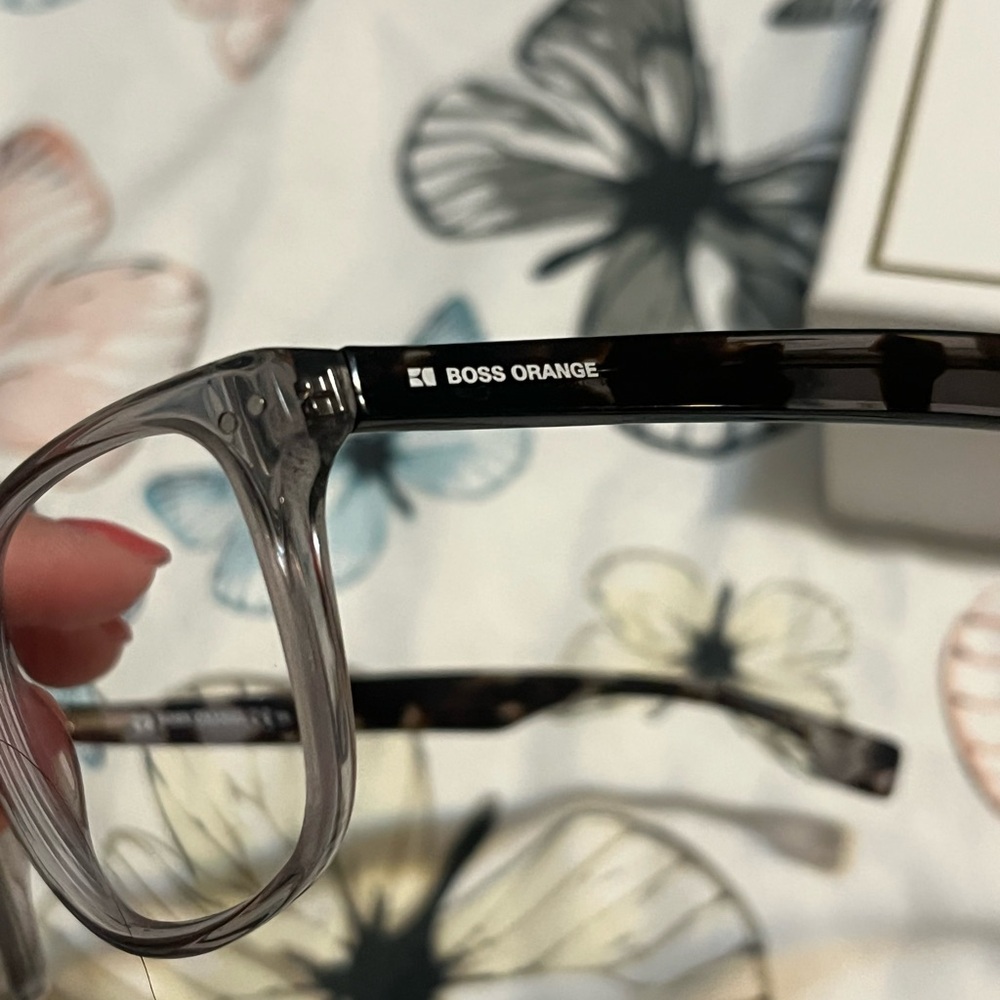 Hugo Boss Transparent Gray Rectangular Glasses - Picture 2 of 5